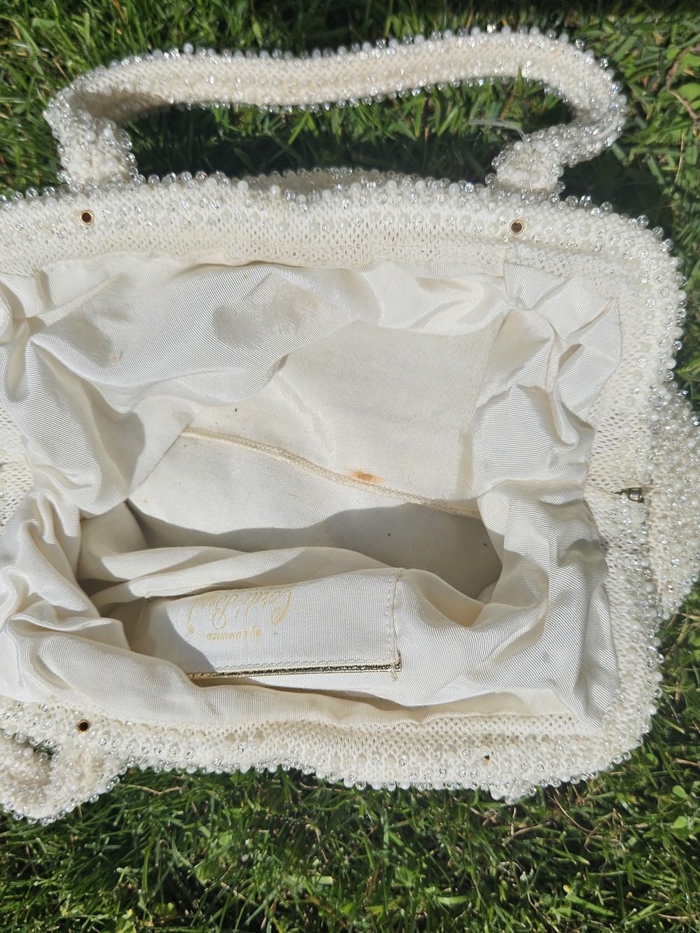 Pearl-Embellished Ivory Handbag Bag - Picture 6 of 9